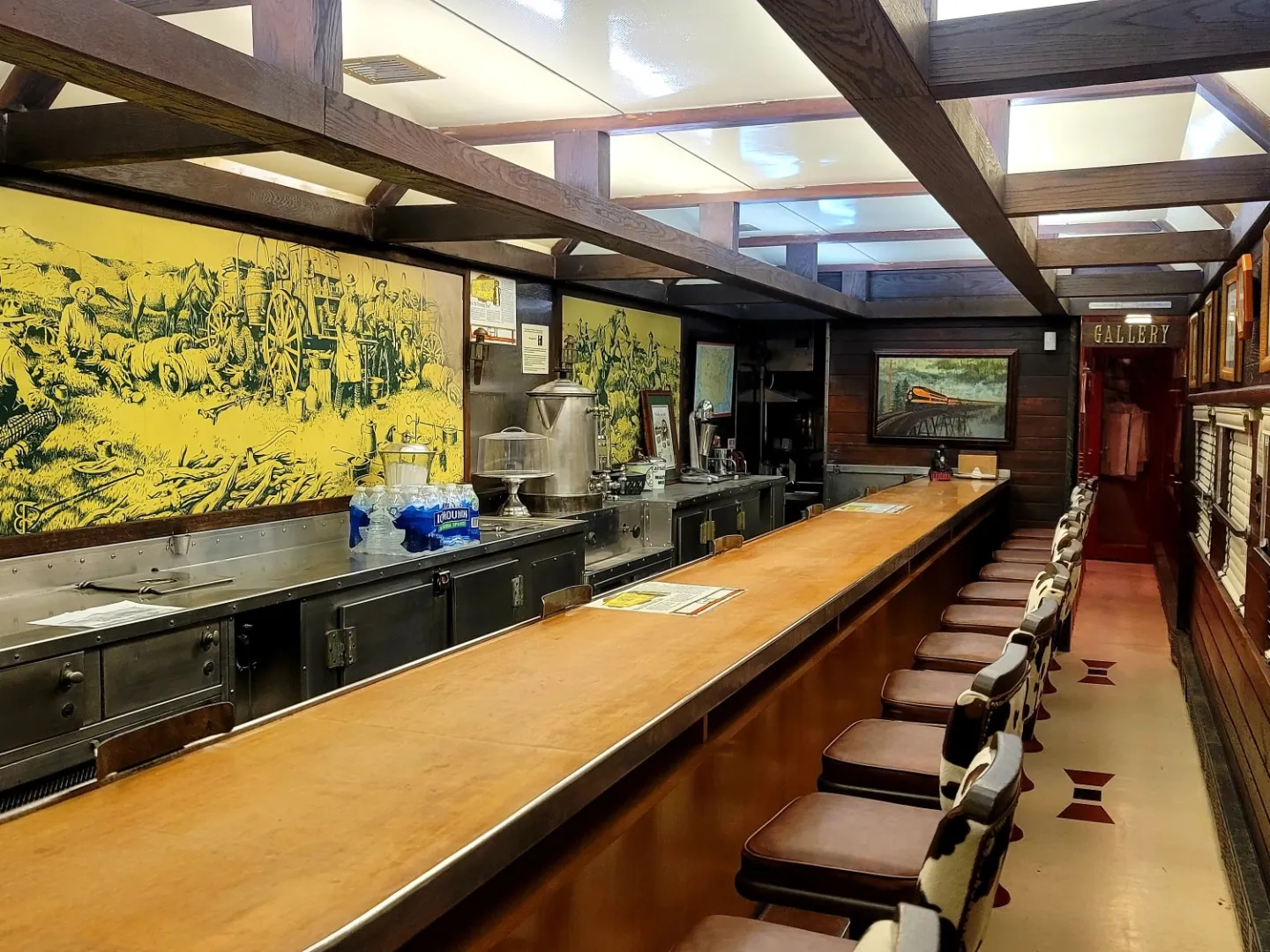 The bar area of the Ranch Car