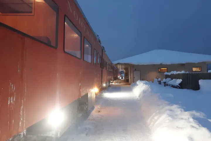 a train covered in snow