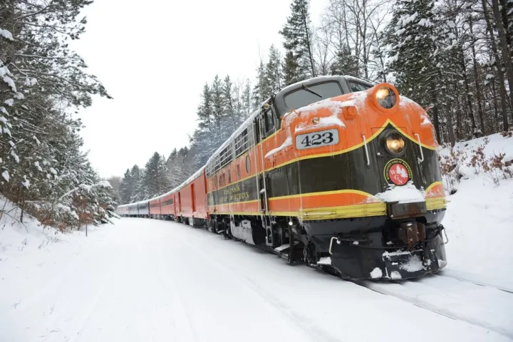 a train covered in snow