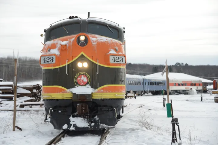 a train covered in snow